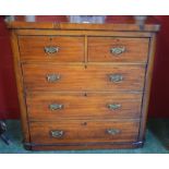 A Victorian mahogany chest of two short over three graduated drawers,