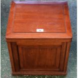 A 19th century mahogany purdonium/log box, hinged cover enclosing a lift-out metal liner,