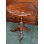 A 20th century mahogany occasional table, circular top, the edge moulded with shamrocks,