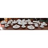 A Royal Albert Moss Rose pattern dinner service, for six, including dinner plates, tea plates,