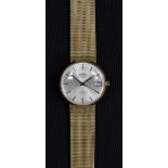 Roamer - a Lime Light 9ct gold gentleman's wristwatch, silvered dial, block baton markers,