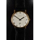 Rodania - gentleman's 9ct gold dress wristwatch, white dial, Roman numerals,