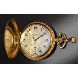Cyma - a 14ct gold slim line full Hunter chronometre pocket watch,