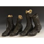 A pair of Victorian lady's lace up leather boots;