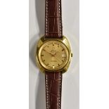 Omega - F300 Hz Geneve Chronometer cushion cased wristwatch, gilt dial, raised block baton markers,