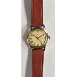 Omega - a vintage 1940's wristwatch, silvered dial, Arabic Numerals, minute track, centre seconds,