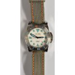 Helson - a Shark Diver 500m divers wrist watch, white dial, aquamarine green/blue baton markers,