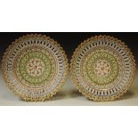 A pair of continental/Sevres ribbon plates,