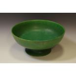 A Pilkington Royal Lancastrian pedestal bowl, in mottled green, impressed mark,