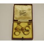 9ct gold earrings, four pairs, 7g gross.