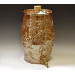 A 19th century salt glaze spirit barrel, possibly Nottingham, vine leaves,