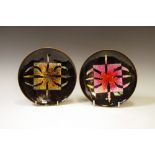 A pair of Arvid J Norendal, Norway, copper and enamel plates, 14.