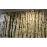 Five pairs of lined and interlined curtains decorated in printed wild flower