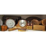 Boxes and Objects - a 19th century set of elm bellows; a treen offertory bowl; oak crumb tray;