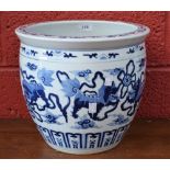 A large Chinese blue and white jardiniere,