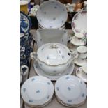 A Zsolnay Pecs six setting dinner service, painted and tinted with flowers,
