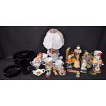 Glass and Ceramics - novelty assorted clown models, bookends,