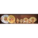 An Aynsley Orchard pattern oval meat plate; another, cake stand; others, similar,
