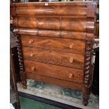 A Victorian flame mahogany Scotch chest,