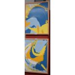 Susan Atkinson A Pair; Evolving Sky No 5 and No 6 signed to verso, dated 2001, oil on board,