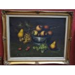 L Greene (Contemporary) Still Life, fruit in a bowl signed, oil on canvas,