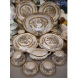 A Washington Indian Tree pattern part dinner and tea service, comprising dinner plates, side plates,