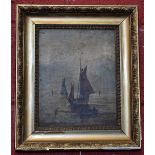 English School (19th century) Ship at Sail, rowing boat unsigned, oil on canvas,