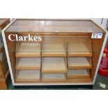 A mid 20th century shop display cabinet, glazed top and front,