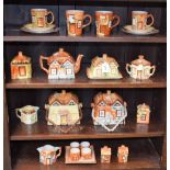 Cottage Ware - biscuit barrels; mugs; cups and saucers; butter dish; teapot; preserve pot;