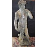 A late 20th century reconstituted stone cast statue of David,