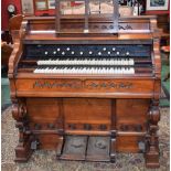 A late 19th/early 20th century mahogany harmonium/pump organ, Crane & Sons,