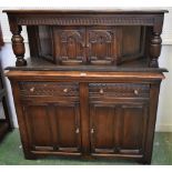 A Jacobean style oak court cupboard