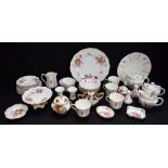 A Royal Crown Derby Posies pattern bachelor's tea pot, comport, candle snuffer; salt and pepper,