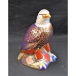 A Royal Crown Derby paperweight, Bald Eagle, gold stopper,