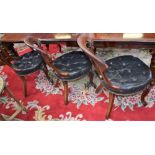 A set of six Victorian mahogany dining chairs, curved cresting rail supported by scrolling acanthus,