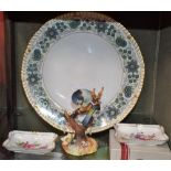 A Royal Crown Derby model, Blue Tit, printed marks; a Royal Crown Derby Posies pattern pin tray,