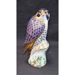 A Royal Crown Derby paperweight, Peregrine Falcon, gold stopper,