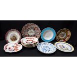 Ceramics - a 19th century Derby plate decorated in the Imari palette; others similar;