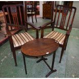 A pair of early 20th century mahogany side chairs, rounded rectangular back,