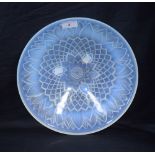A Sabino French opalescent glass bowl, moulded with a flowerhead, c.