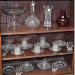 Glassware - a Victorian cut glass part dessert set comprising comport, dishes,