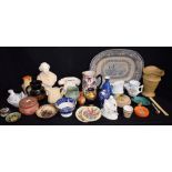 Ceramics and Glass - a miniature Chinese cylinder vase; a Gouda pin dish; others,