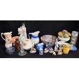 Ceramics - Edwardian tea set; Japanese eggshell part tea set; copper lustre jug; Delft dish;