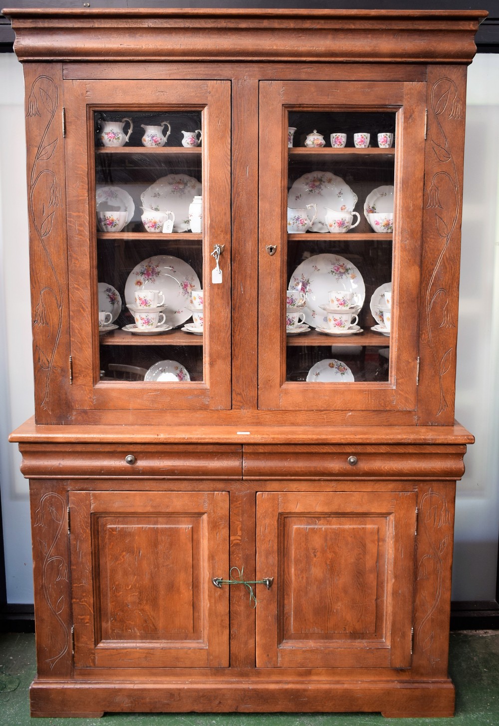 A substantial 20th century oak bookcase,