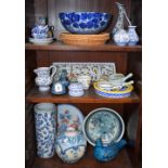 Ceramics - Oriental blue and white including bowl,