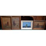 Pictures - maritime interest - a trio of sailing boats, oils on canvas, unsigned, two portrait,