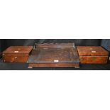 A 19th century table top mahogany writing slope, with hinged cover and gallery back, 51.