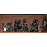 A Veronese bronze coloured model, children running home from school; others similar,