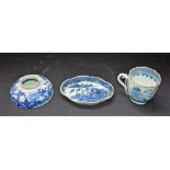 An 18th century Chinese cup, blue and white,