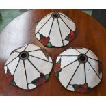 A set of three Tiffany style octagonal leaded opaque glass lamp shades (3)